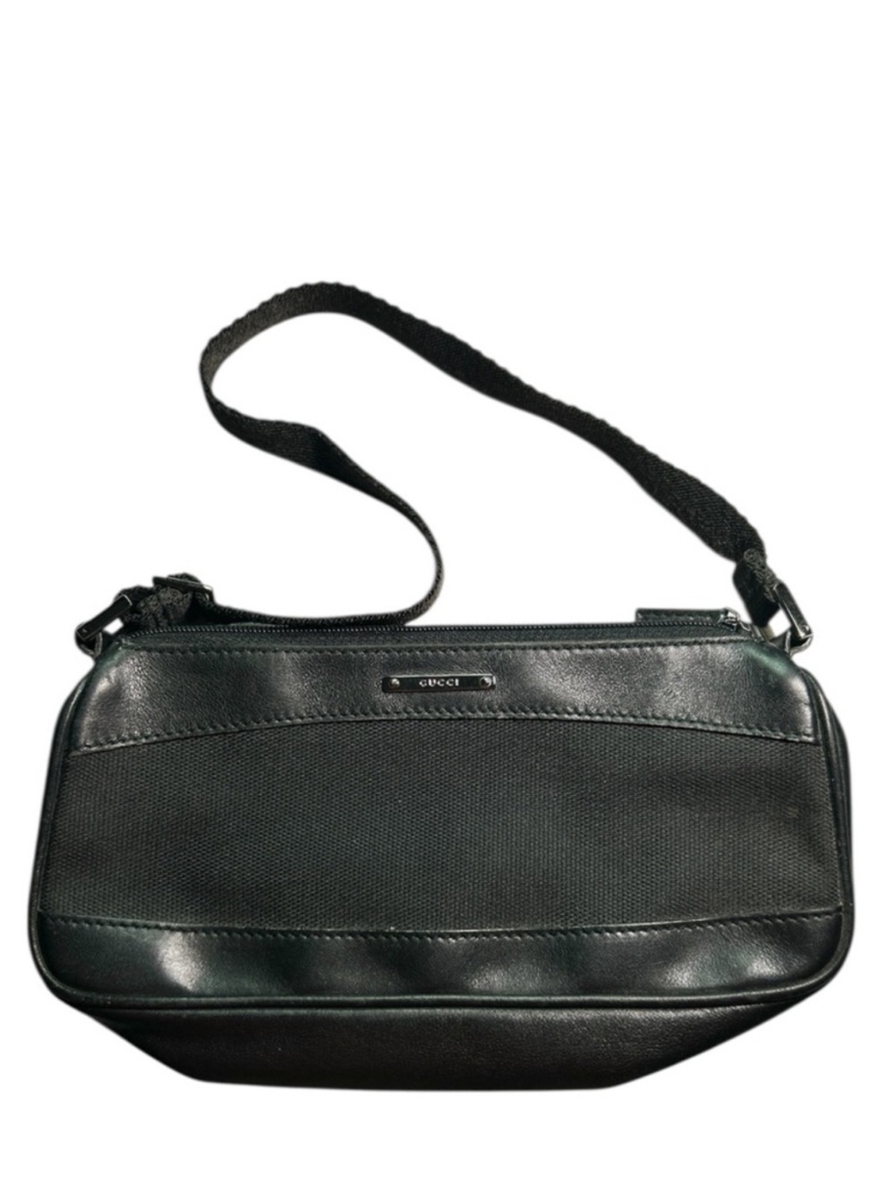 Gucci Auth. VTG Leather & Canvas Pochette Bag - Black